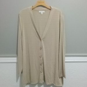 Brand New Shadow Strike cardigan, 2X, Plus size, tan.